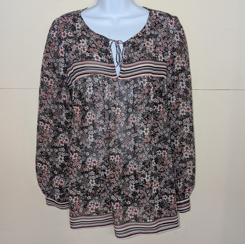 LOFT Floral Print Blouse Long Sleeves